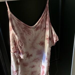 AE pink tye die off the shoulder shirt